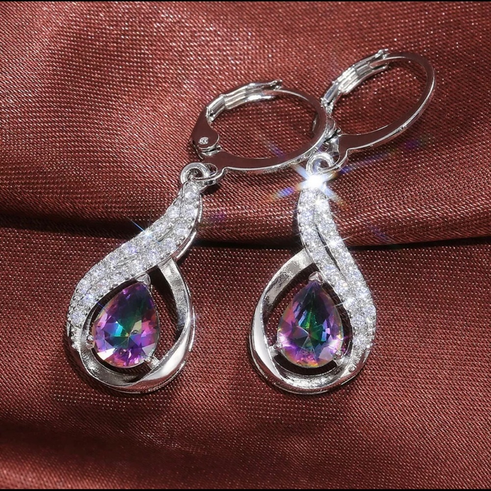 Mystic Topaz Silver Drop Earrings